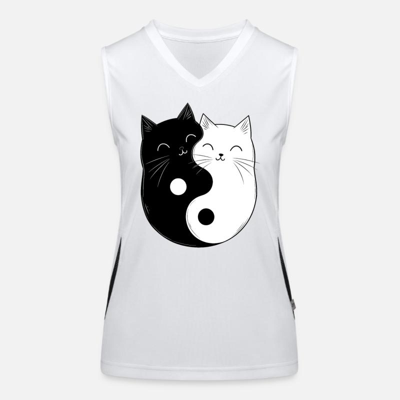 Yin et Yang Chats Chat Propriétaire Bouddhisme Graphique Débardeur respirant contrasté Femme