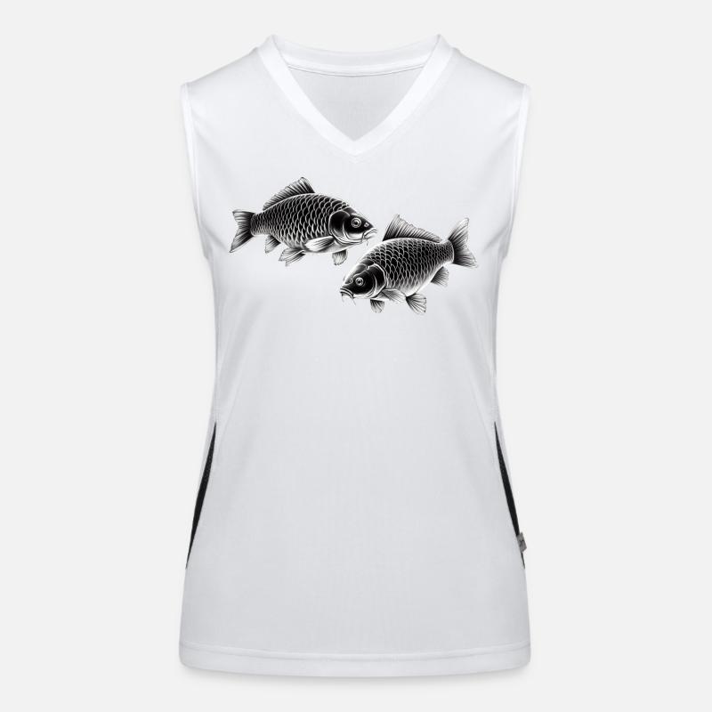 Karpfen Kreidezeichnung Funktionelles Kontrast-Tank Top für Frauen