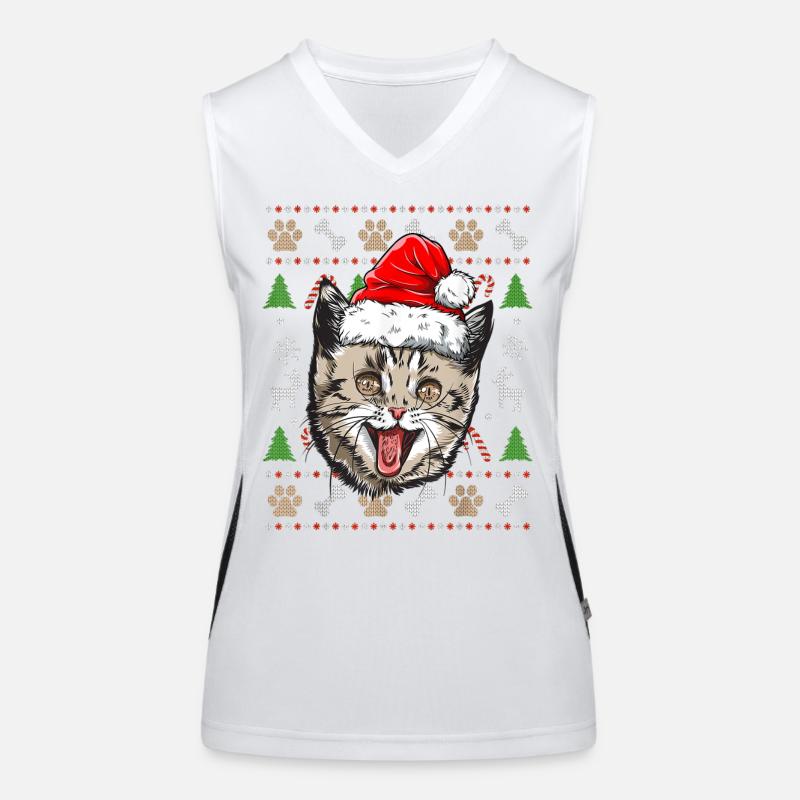 Pull Moche De Noel Chat Humour Noël Cadeau Drôle Débardeur respirant contrasté Femme