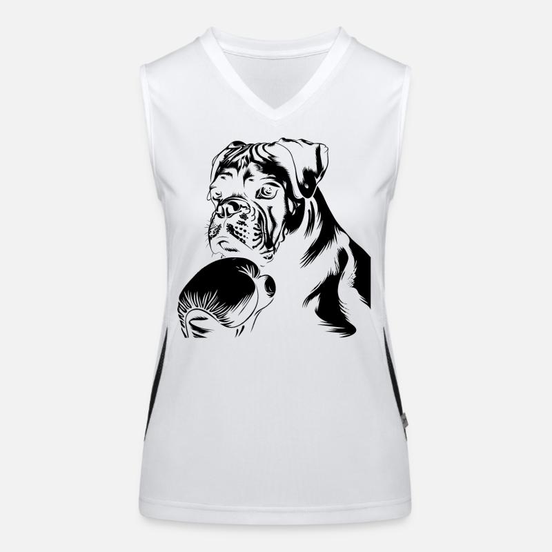 Boxer Hund Zeichnung Funktionelles Kontrast-Tank Top für Frauen