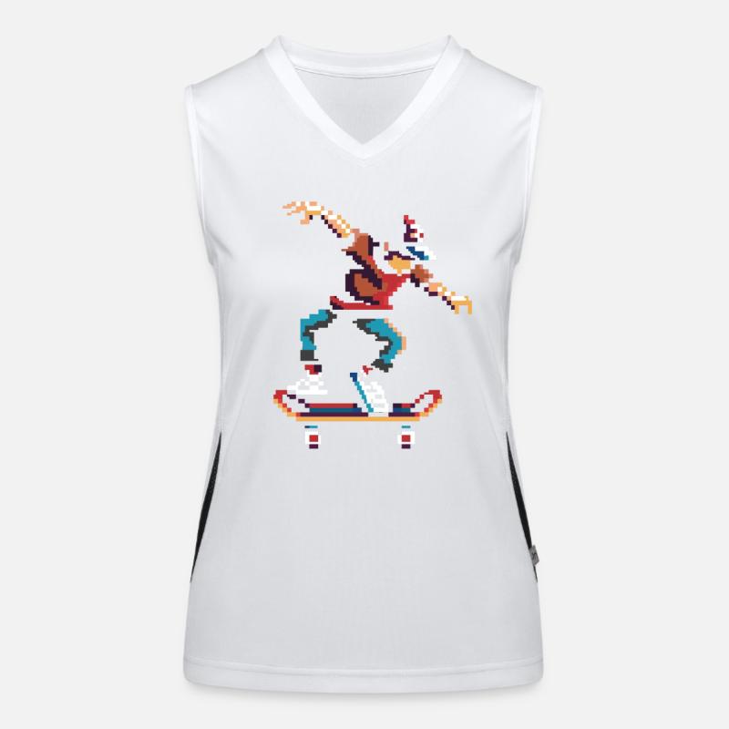 Skateboarder Pixel Kunst Funktionelles Kontrast-Tank Top für Frauen