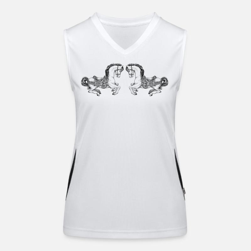 KARUSSELL-PFERDE Funktionelles Kontrast-Tank Top für Frauen