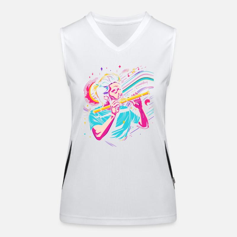 Retro Flötenspieler Grafik Funktionelles Kontrast-Tank Top für Frauen