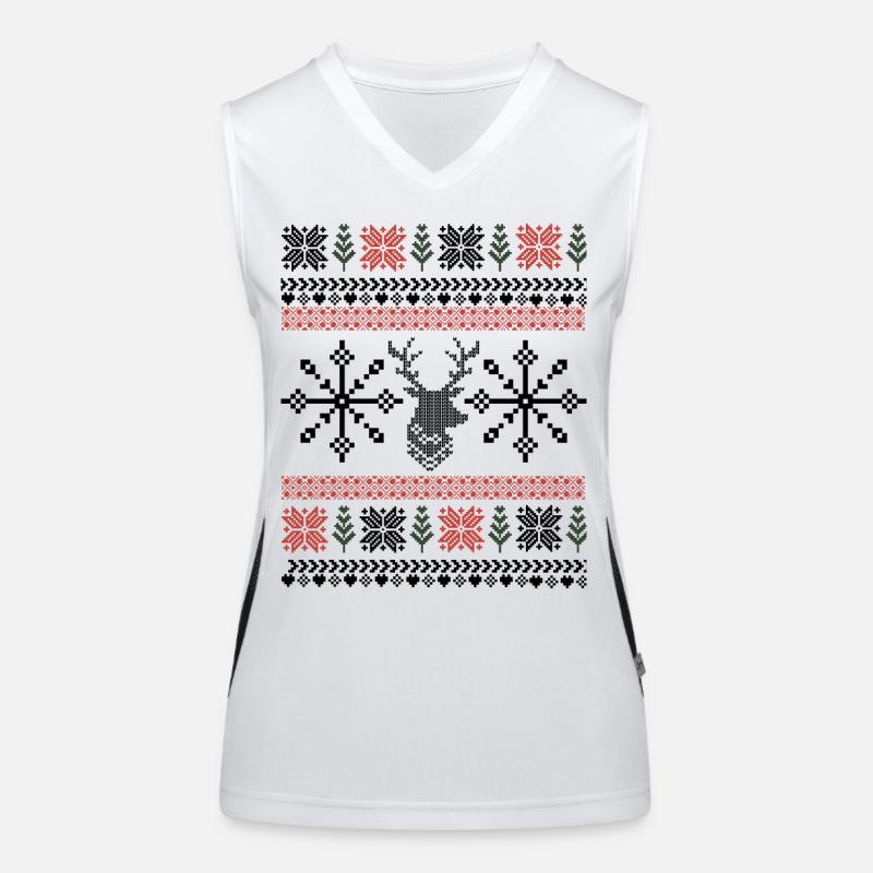 Retro Weihnachten Pixel Muster Funktionelles Kontrast-Tank Top für Frauen
