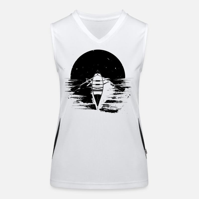 Rowing Boat Drawing Women's Functional Contrast Tank Top