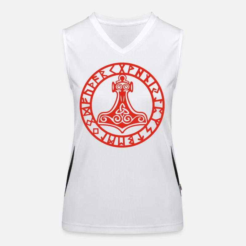 Roter Wikingerhammer Funktionelles Kontrast-Tank Top für Frauen
