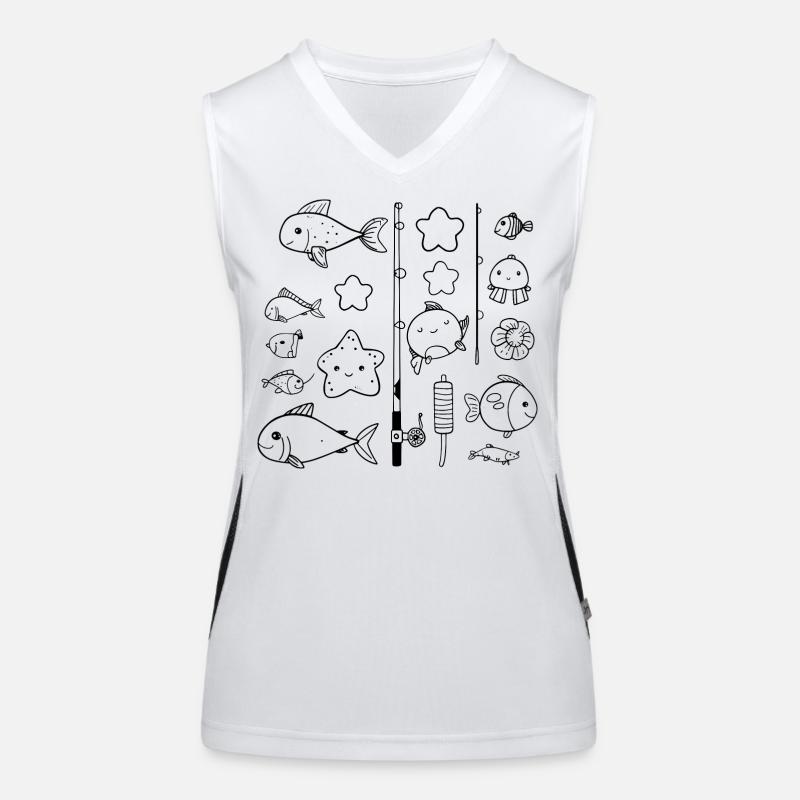 Fischen Comic Stil Funktionelles Kontrast-Tank Top für Frauen