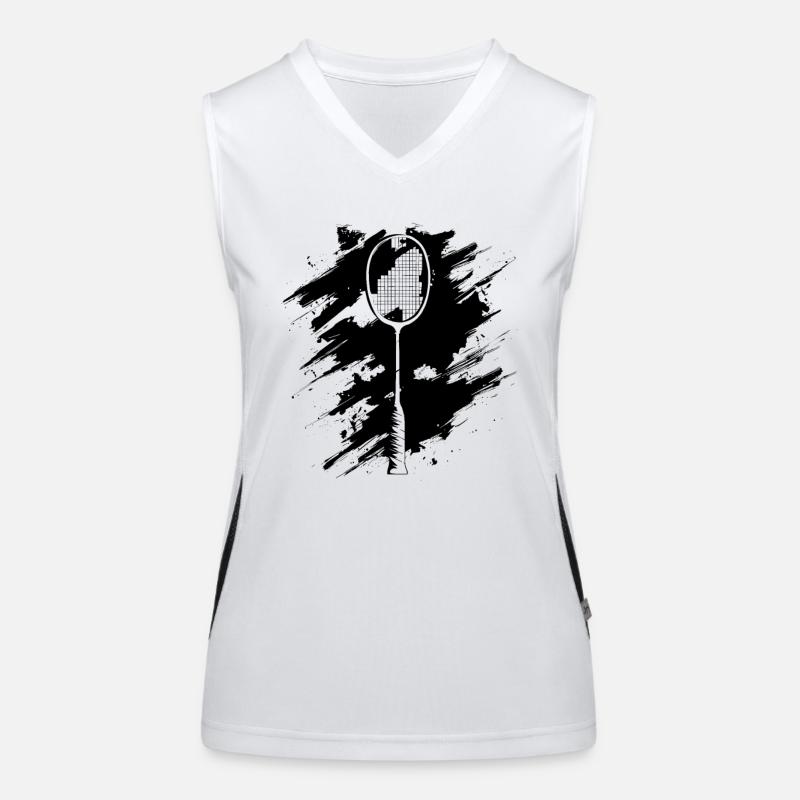 Badmintonschläger Zeichnung Funktionelles Kontrast-Tank Top für Frauen