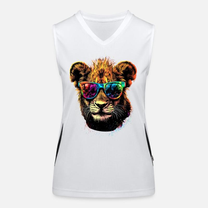 Löwe Mähne Junger Löwe Wilde Kleine Süße Löwen Funktionelles Kontrast-Tank Top für Frauen