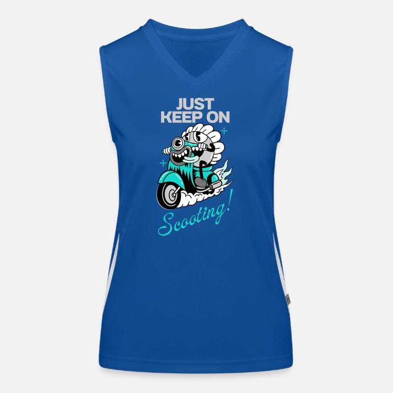 Just Keep On Scooting – Comic Scooter Fun Women's Functional Contrast Tank Top