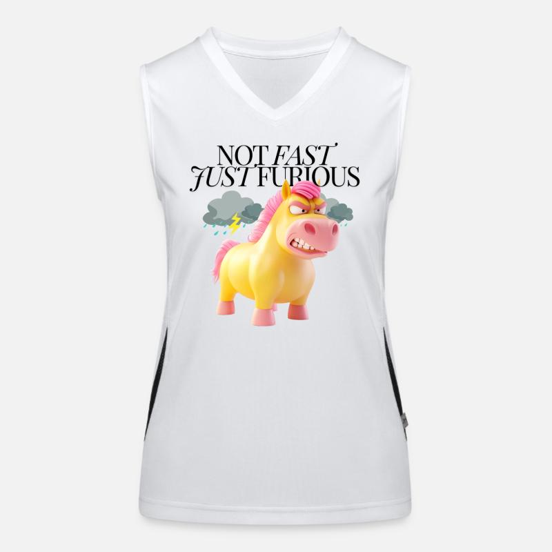 Grumpy Unicorn – Angry Cartoon Unicorn Women's Functional Contrast Tank Top