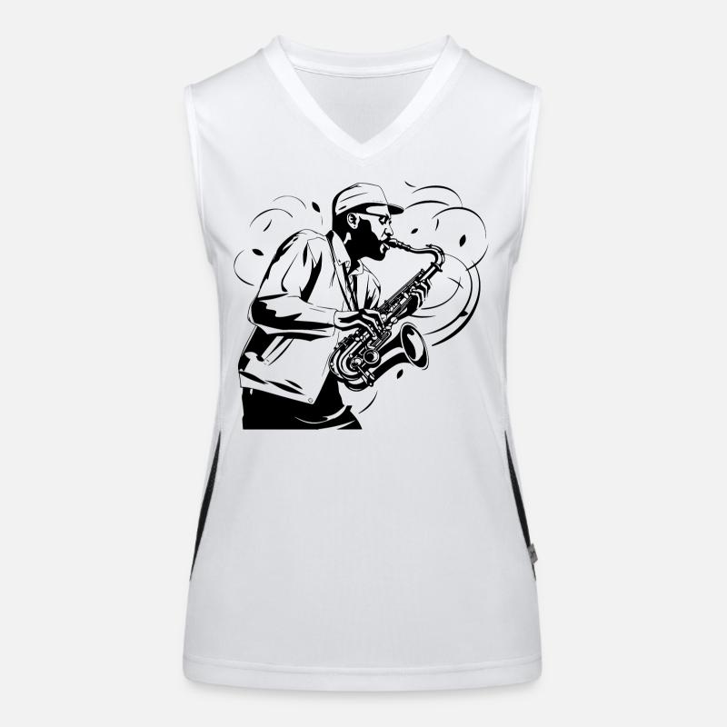 Dessin de saxophoniste Débardeur respirant contrasté Femme