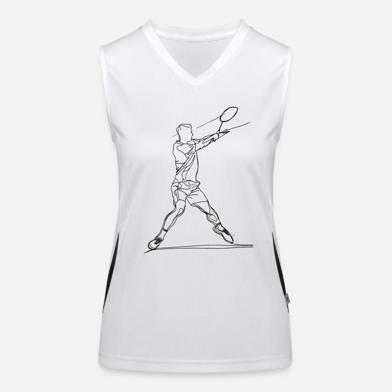 Badmintonspieler Zeichnung Funktionelles Kontrast-Tank Top für Frauen