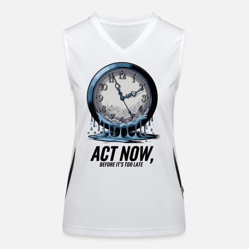 Melting Clock Act Now Klimabewusstsein Kunst Funktionelles Kontrast-Tank Top für Frauen