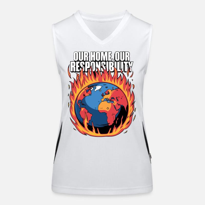 Our Home Burning Climate Responsibility Design Women's Functional Contrast Tank Top
