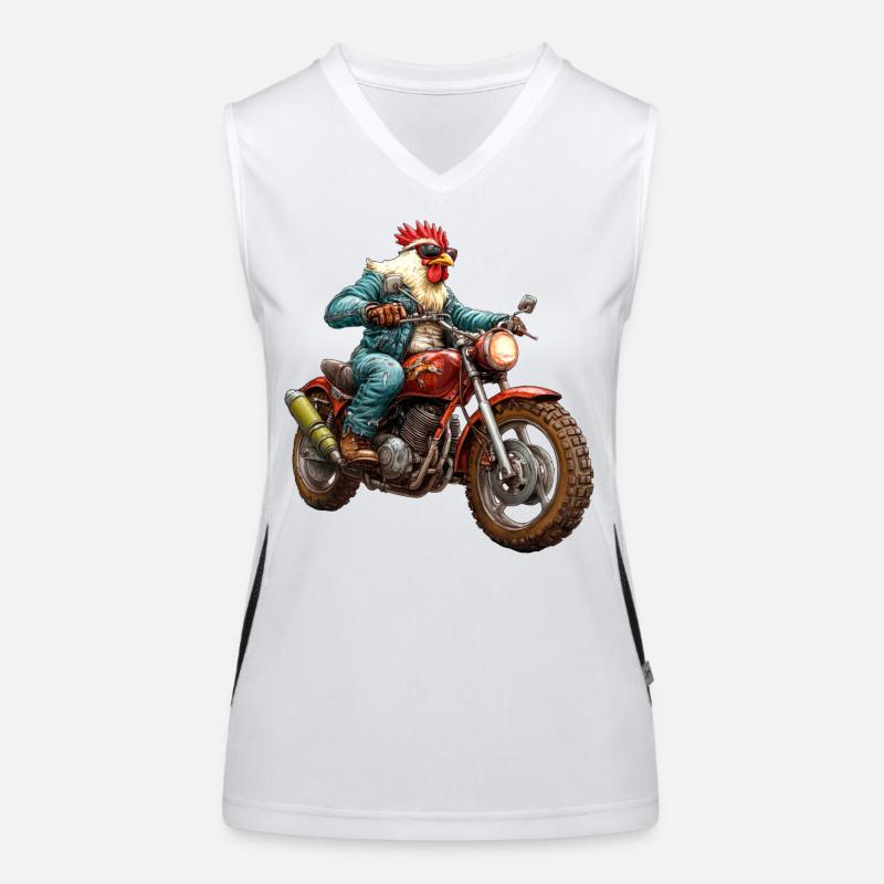 Chickens Motorcycle Women's Functional Contrast Tank Top