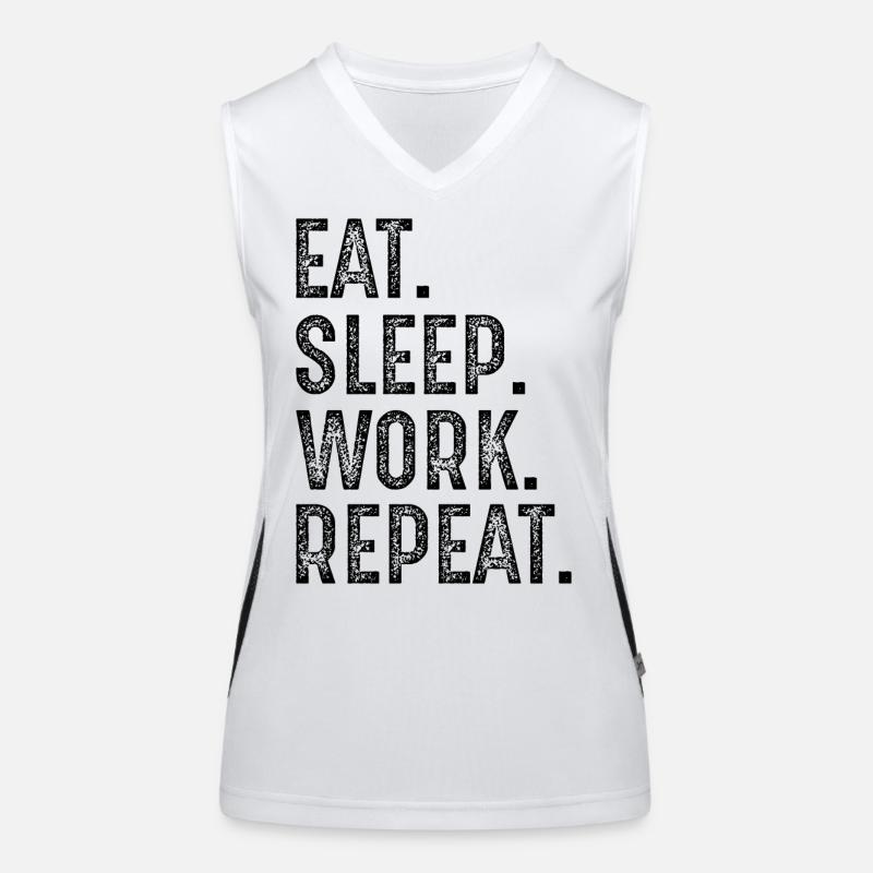 eat sleep work repeat Funktionelles Kontrast-Tank Top für Frauen
