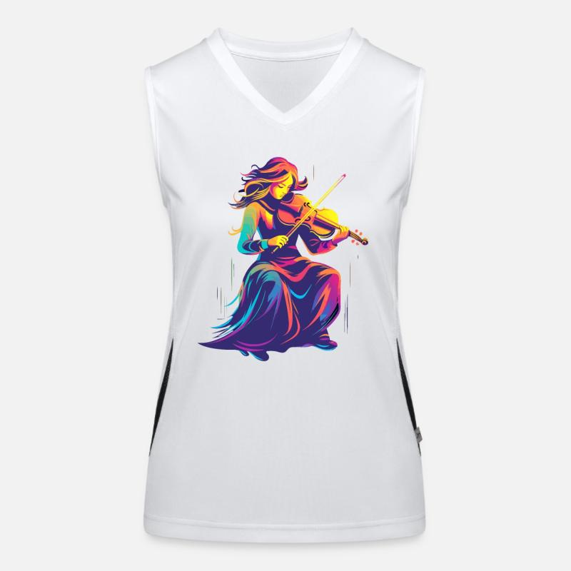 Geigenmädchen Retrowave Funktionelles Kontrast-Tank Top für Frauen