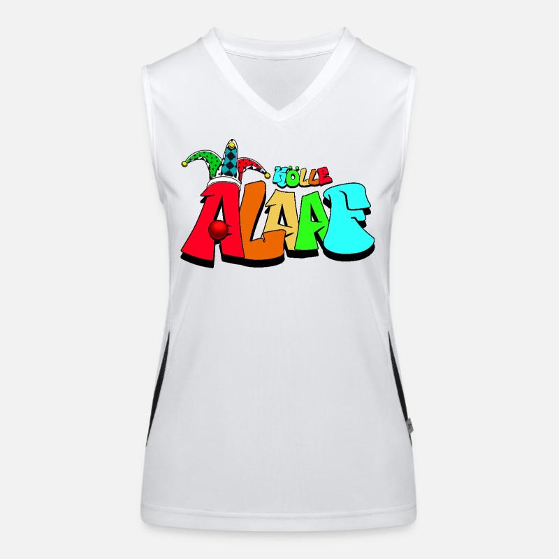 Kunterbunter Jester Schriftzug Köln Karneval Funktionelles Kontrast-Tank Top für Frauen