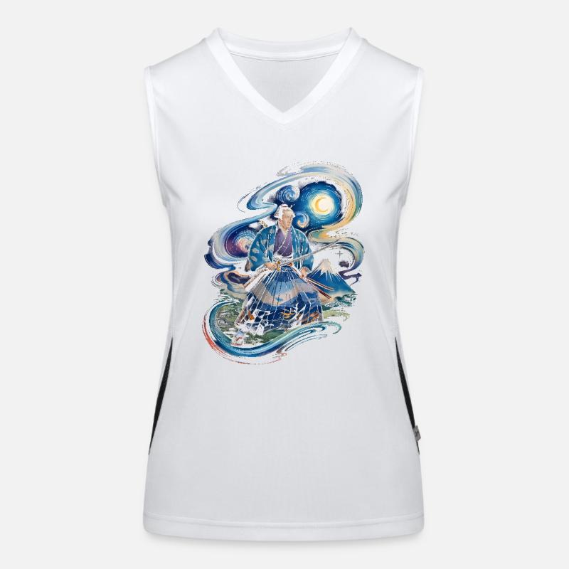 Samurai Ronin mount fuji japanese Women's Functional Contrast Tank Top