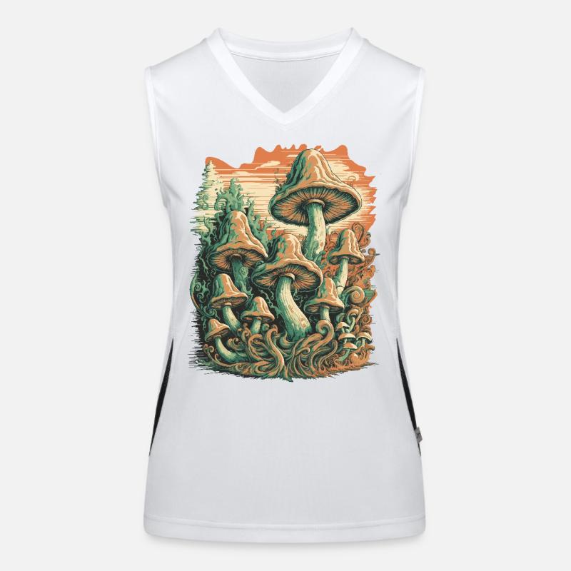 Mystical Forest Mushroom Psychedelic Art Women's Functional Contrast Tank Top