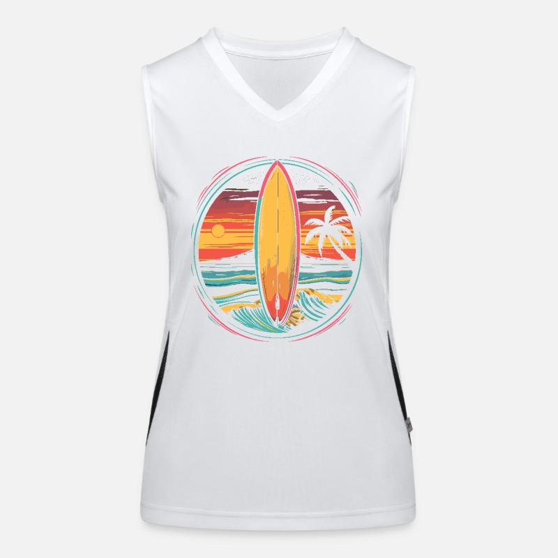 Surfen Artwork Funktionelles Kontrast-Tank Top für Frauen