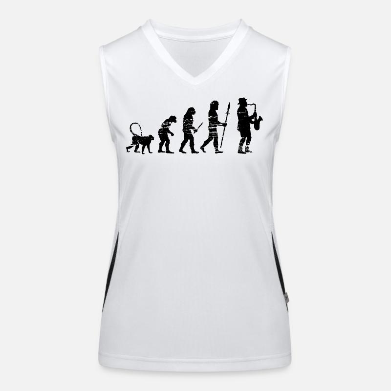 Saxophon Musik Evolution Funktionelles Kontrast-Tank Top für Frauen