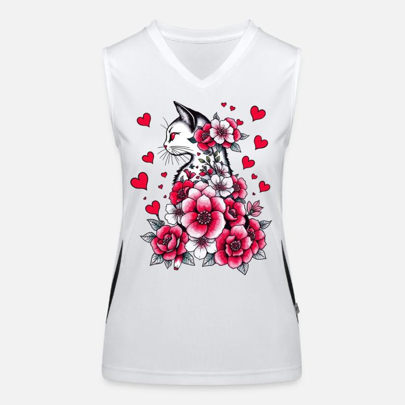 Chat blanc Débardeur respirant contrasté Femme