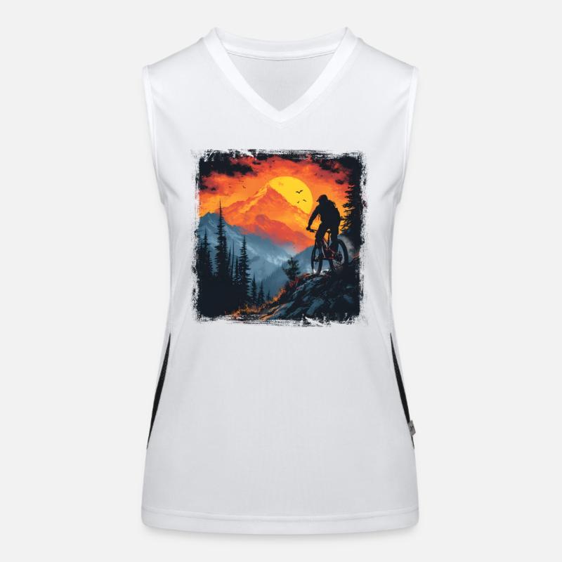 Mountain Biking Drawing Retro Women's Functional Contrast Tank Top