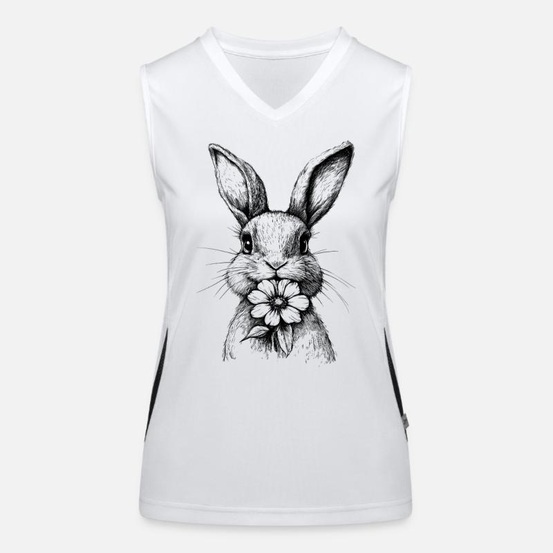 Lapin de Pâques Fleur Lapin Cottagecore Printemps Débardeur respirant contrasté Femme