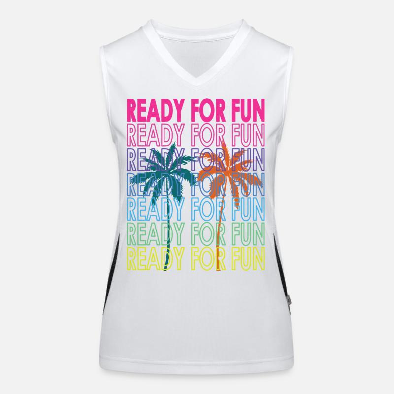 Neon Tropentext Ready for Fun Funktionelles Kontrast-Tank Top für Frauen