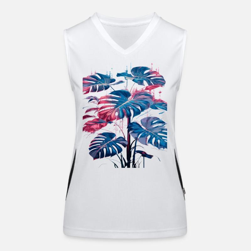 Rétro Monstera Plante Neon Synthwave Débardeur respirant contrasté Femme