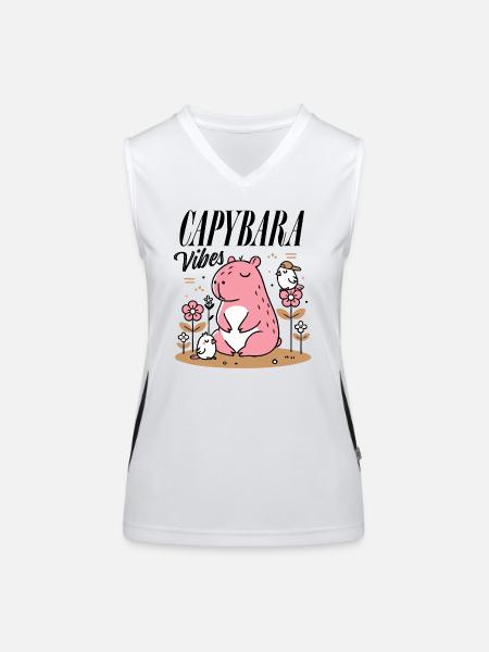 Capybara détendu avec des amis - Débardeur respirant contrasté Femme - blanc/noir - Devant
