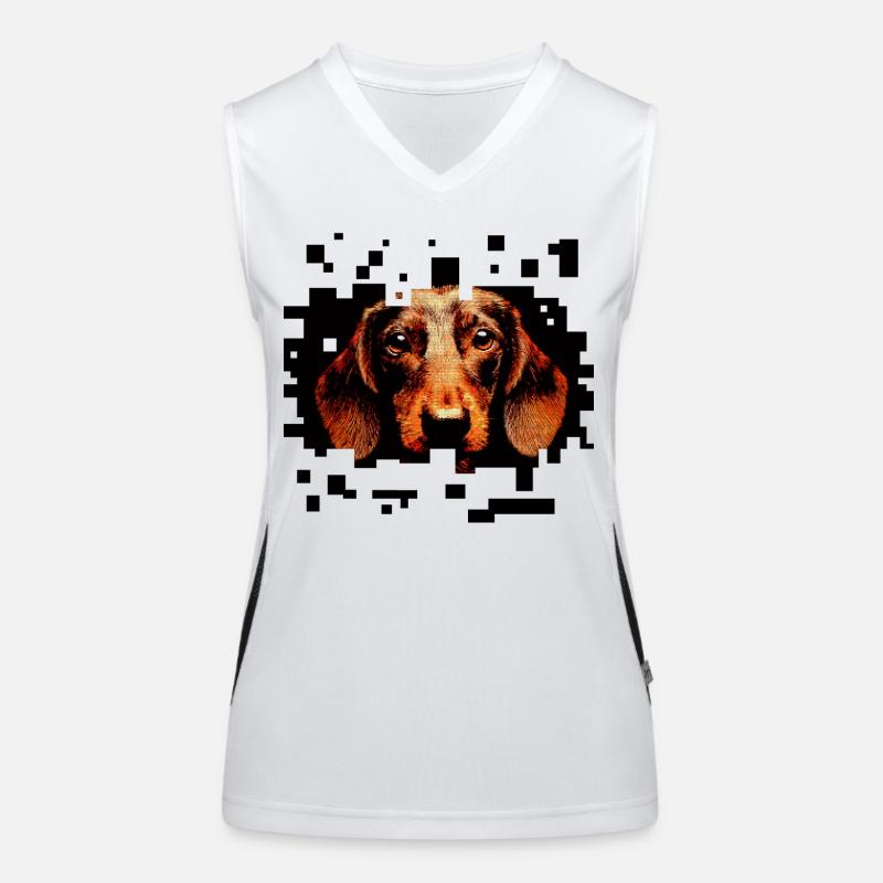 Dachshund Wirehaired Pixelart Women's Functional Contrast Tank Top