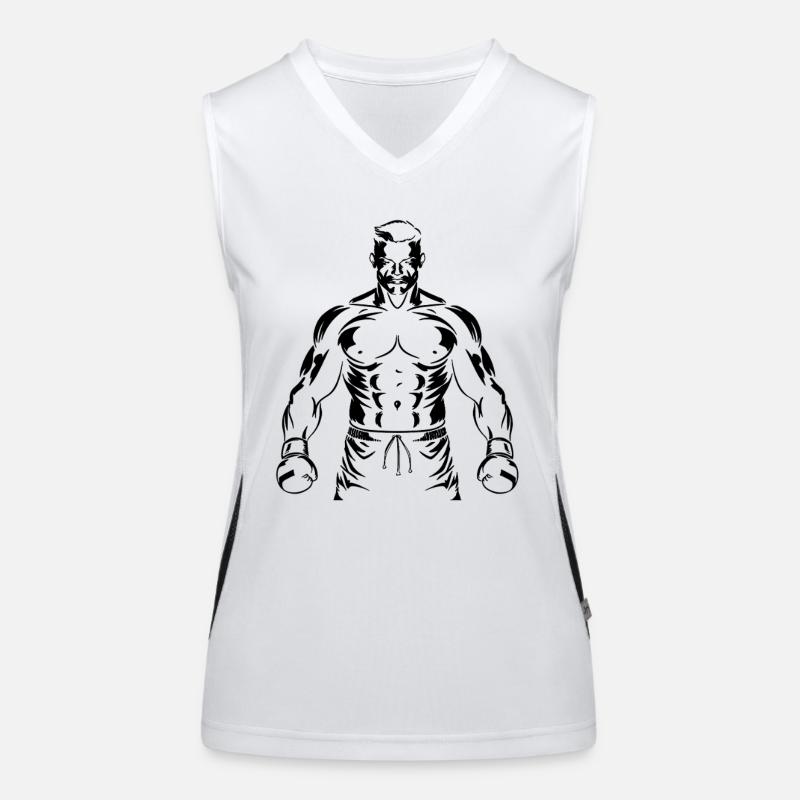 Boxer Junge Zeichnung Funktionelles Kontrast-Tank Top für Frauen