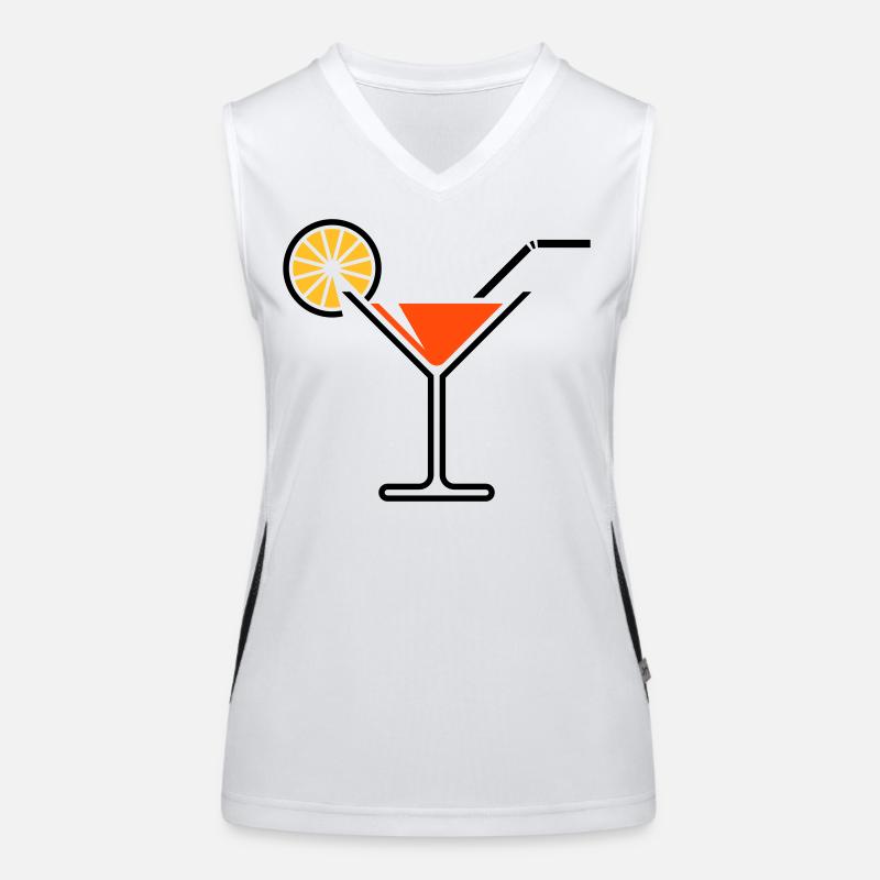 Cocktail Glass / Martini Glass + (Orange) Women's Functional Contrast Tank Top