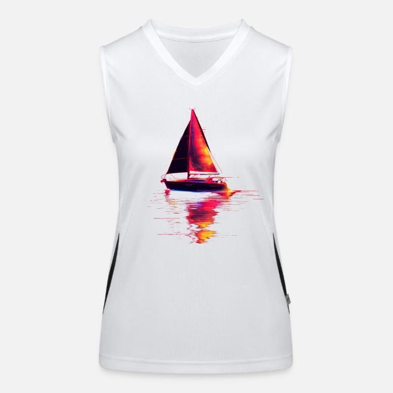 Segelschiff Retrowave Funktionelles Kontrast-Tank Top für Frauen