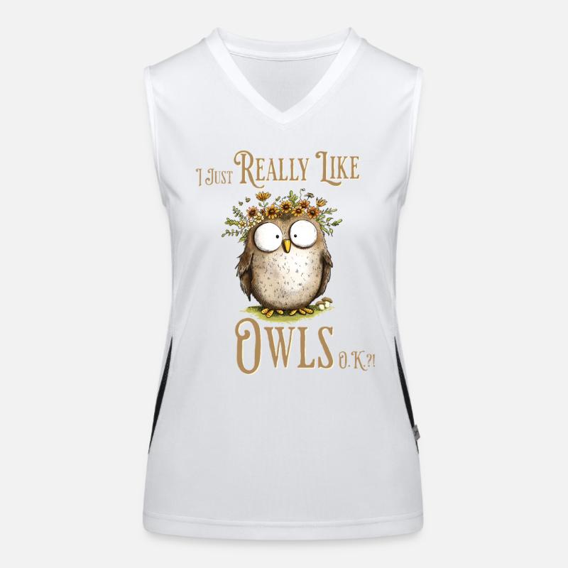 Eule mit Spruch I Really Like Owls Funktionelles Kontrast-Tank Top für Frauen