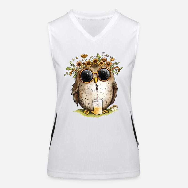 Eule mit Sonnenbrille Und Limonade Funktionelles Kontrast-Tank Top für Frauen