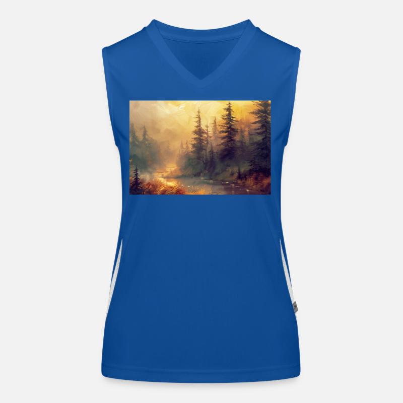 Forest Landscape Illustration Poster Women's Functional Contrast Tank Top