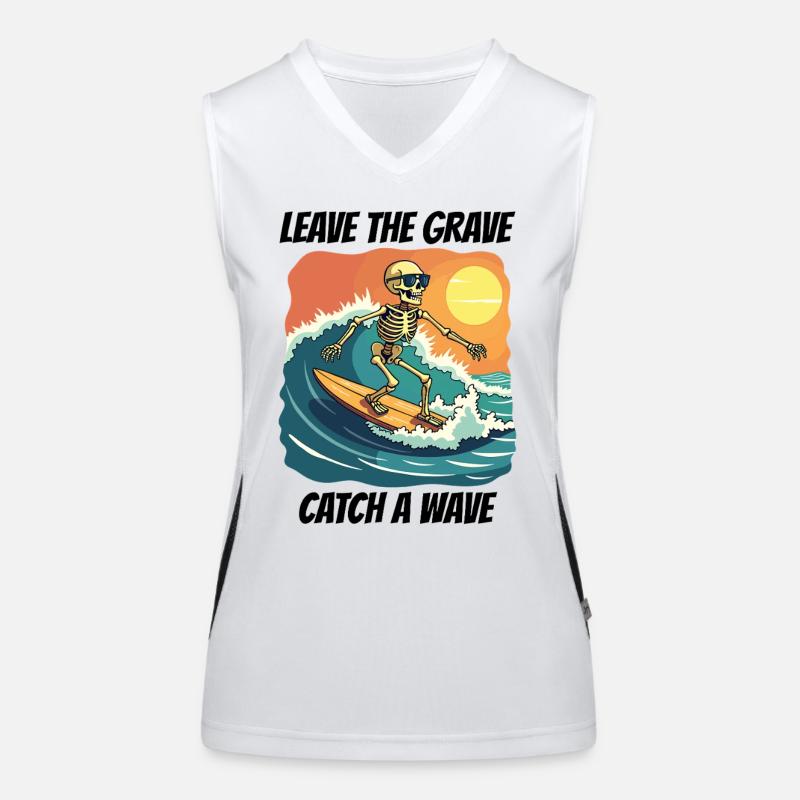 Surfing Surfing Skeleton Fun Cool Beach Vacation Women's Functional Contrast Tank Top