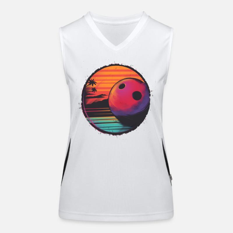 Retrowave Bowling Ball Women's Functional Contrast Tank Top
