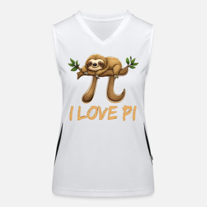 Funny Sloth Sleeps on Pi Symbol Mathematics Women's Functional Contrast Tank Top