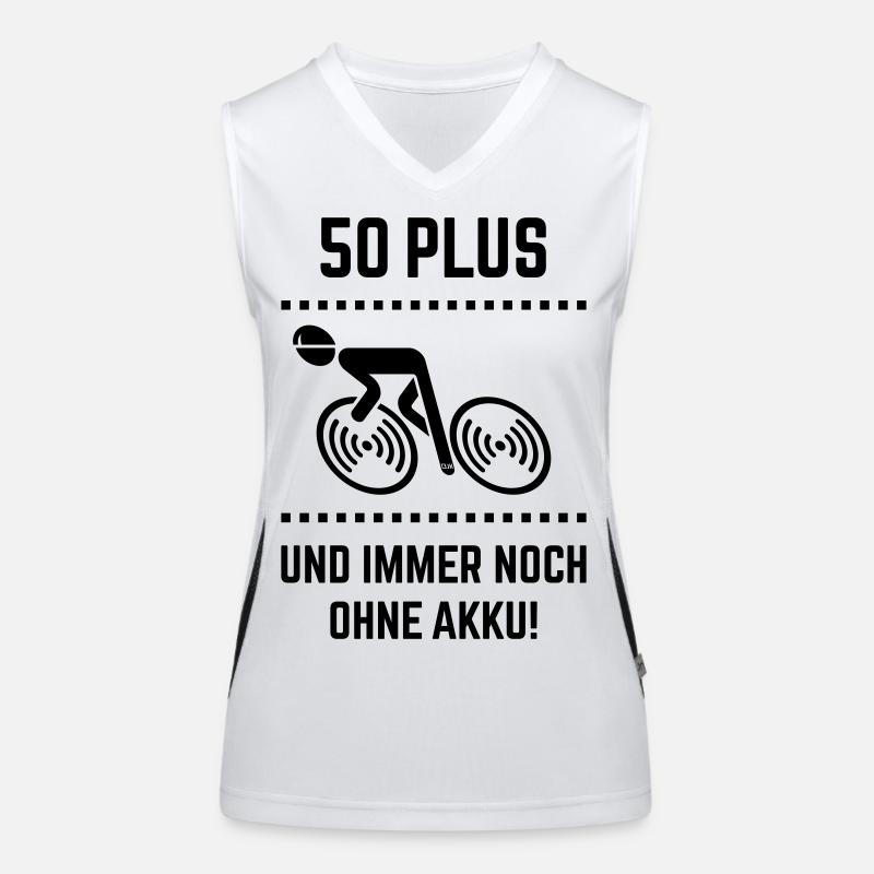 50 Plus – Immer Noch Ohne Akku! Fahrrad Rennrad B Funktionelles Kontrast-Tank Top für Frauen