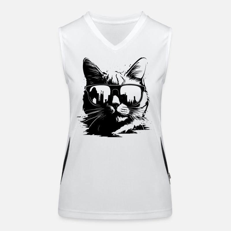 Katze mit Sonnenbrille Funktionelles Kontrast-Tank Top für Frauen