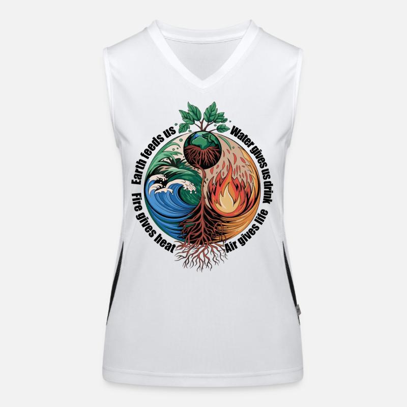 Arbre des Quatre Éléments - Terre, Eau, Feu, Air Débardeur respirant contrasté Femme