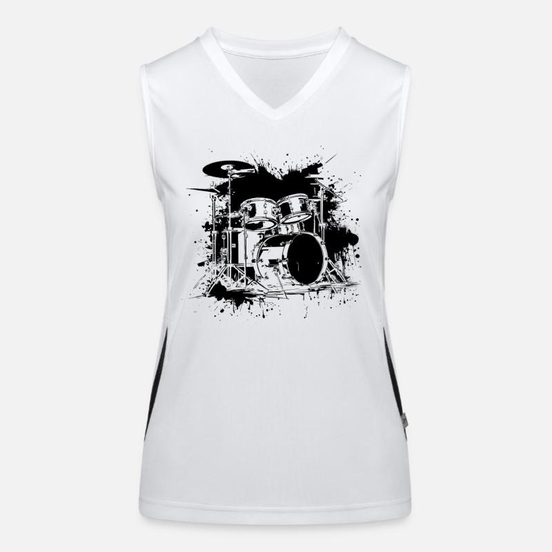 Drum Kit Zeichnung Funktionelles Kontrast-Tank Top für Frauen