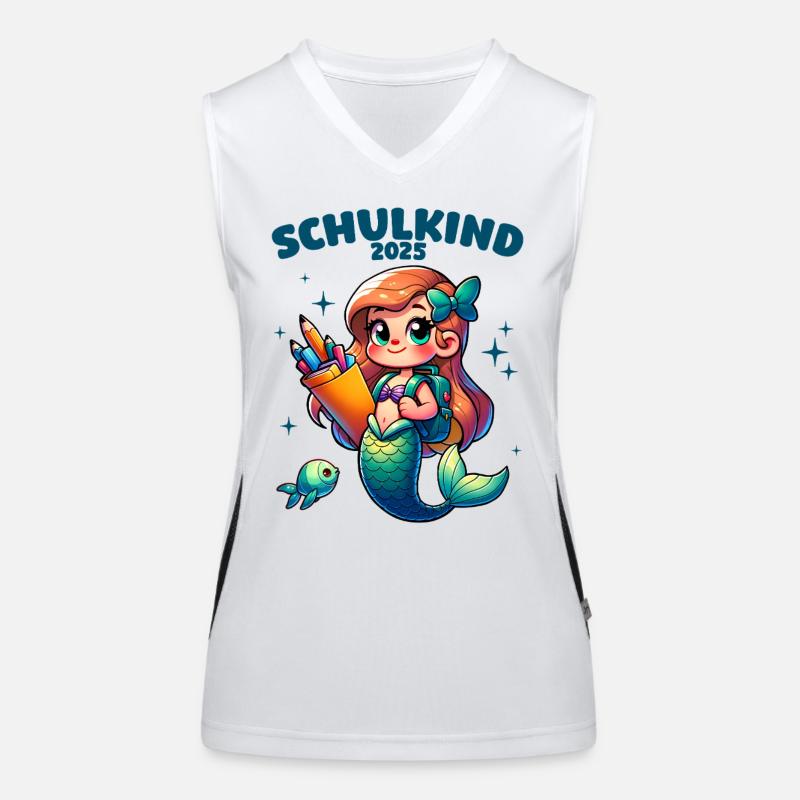 Schulkind 2025 Meerjungfrau Mädchen Einschulung Funktionelles Kontrast-Tank Top für Frauen