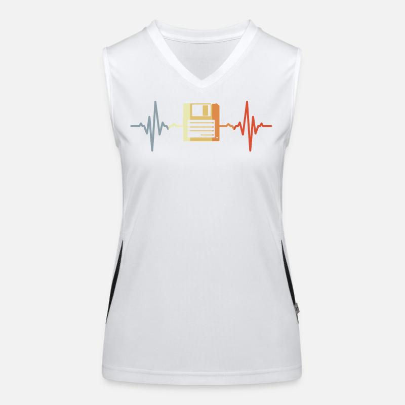 Retro Diskette EKG Funktionelles Kontrast-Tank Top für Frauen