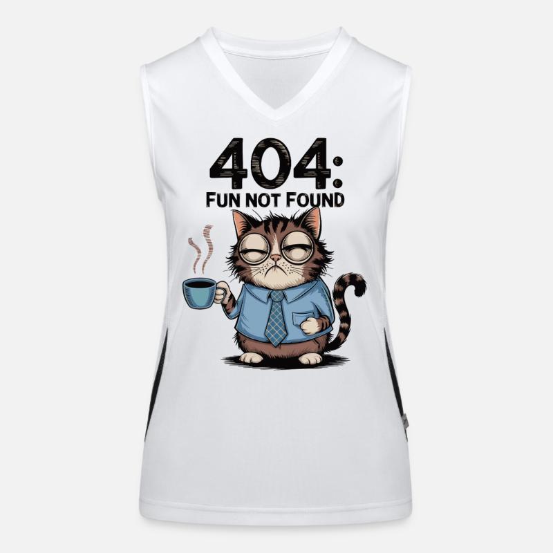 404 Fun Not Found - Tired Coffee Cat Work Meme Women's Functional Contrast Tank Top